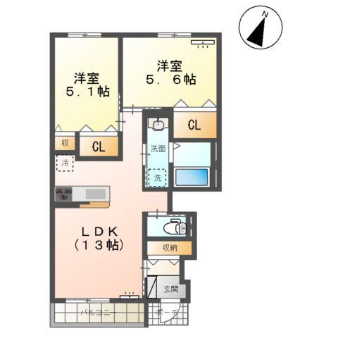 パドレ・レージェ(2LDK/1階)の間取り写真