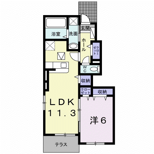 シャイン桜(1LDK/1階)の間取り写真