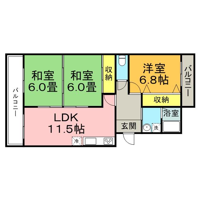 グリーンヒルズ桜台(3LDK/2階)の間取り写真
