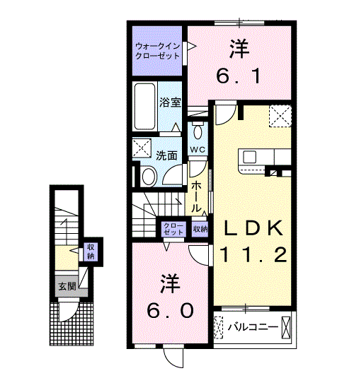 サンリット・カーサ(2LDK/2階)の間取り写真