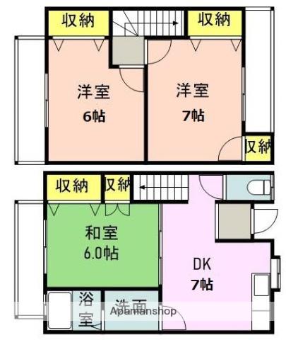 ハーモニーハイツE(3DK/2階)の間取り写真