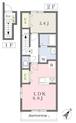 プレシア(1LDK/2階)の間取り写真