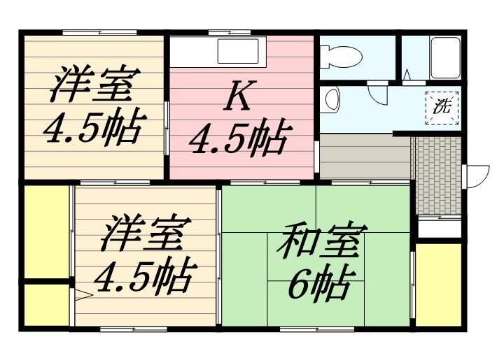 西日本鉄道甘木線 北野駅(福岡) 徒歩5分 1階建 築42年(3DK)の間取り写真