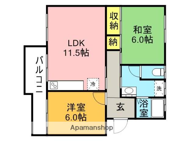 大板井1000棟(2LDK/5階)の間取り写真