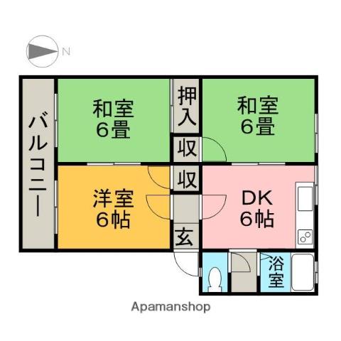 第二木村コーポ(3DK/1階)の間取り写真