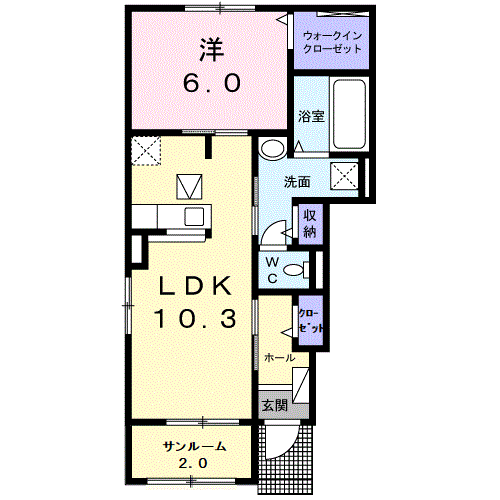 グランドゥール後藤Ⅱ(1LDK/1階)の間取り写真