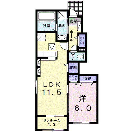 エヴァーレオ Ⅱ(1LDK/1階)の間取り写真