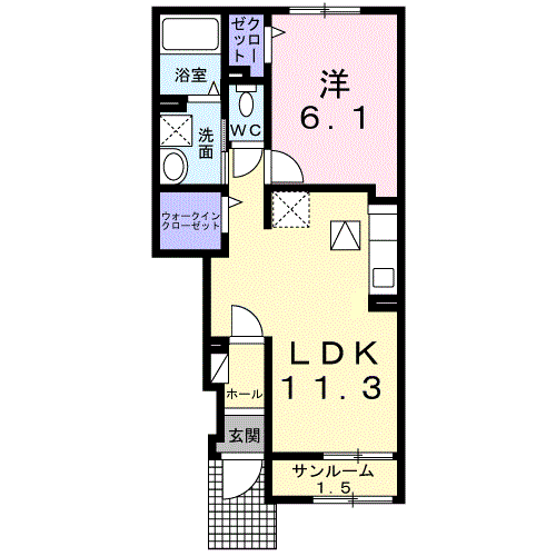 BOSCATO E.Ⅱ(1LDK/1階)の間取り写真