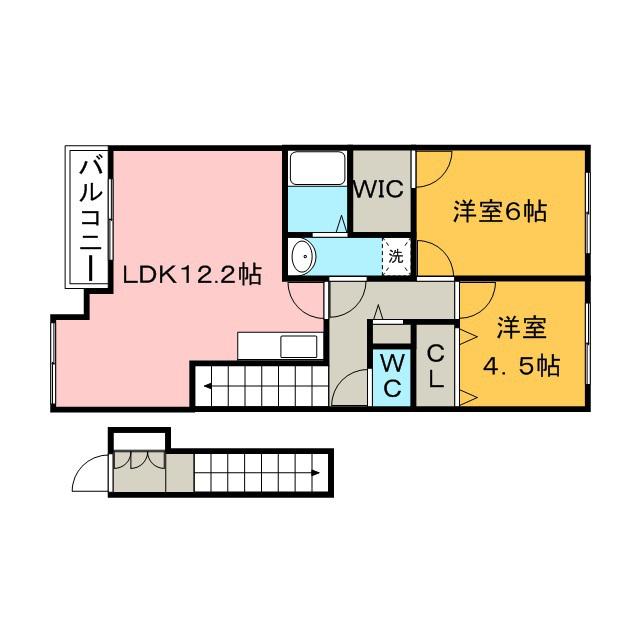 リベルテII(2LDK/2階)の間取り写真