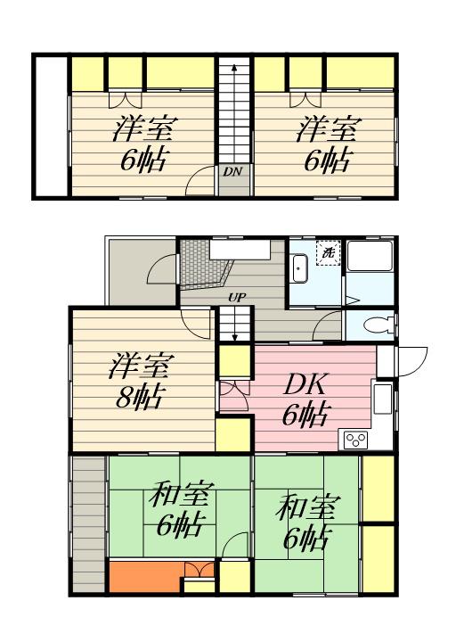 西鉄天神大牟田線 端間駅 徒歩22分 2階建 築49年(5DK)の間取り写真