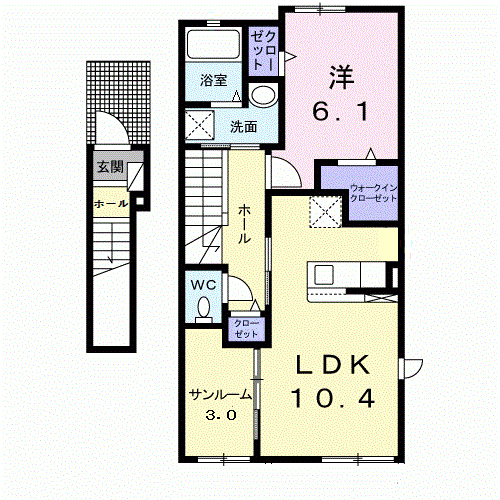 パルテール 今井(1LDK/2階)の間取り写真