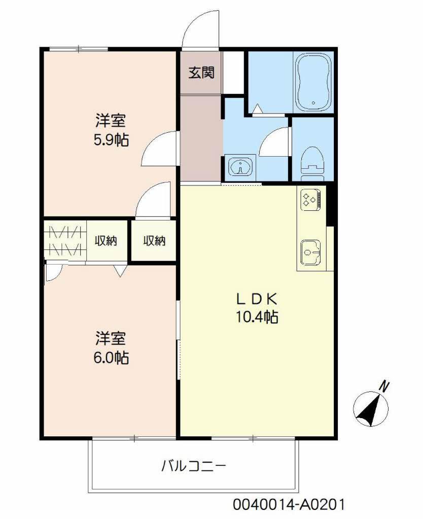 エスポアール上峰A(2LDK/2階)の間取り写真