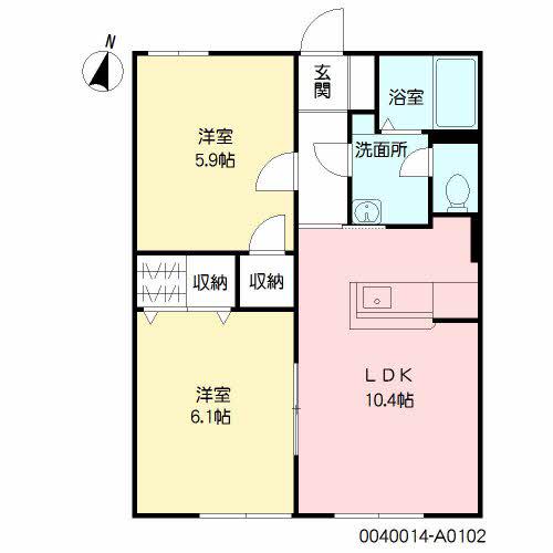 エスポアール上峰A(2LDK/1階)の間取り写真