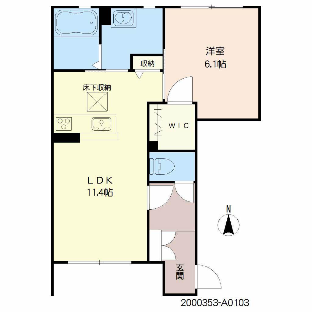 ファインシアコート(1LDK/1階)の間取り写真