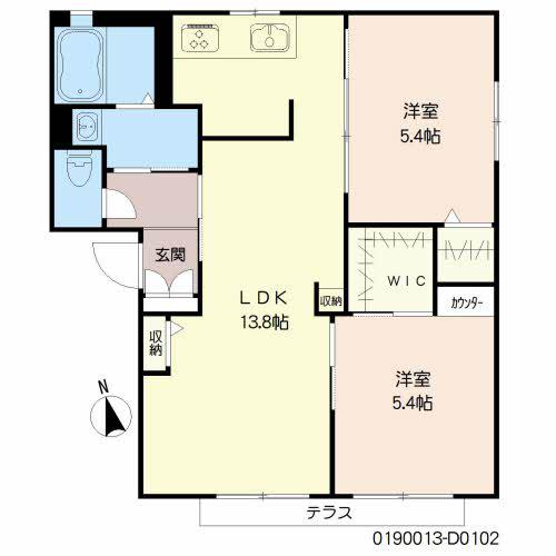 コンフォール川原田D棟(2LDK/1階)の間取り写真