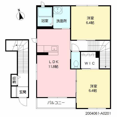 クレセオ泉(2LDK/2階)の間取り写真