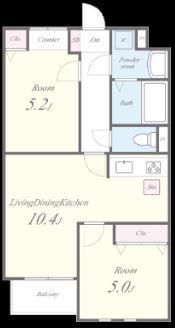 MOMO(2LDK/3階)の間取り写真