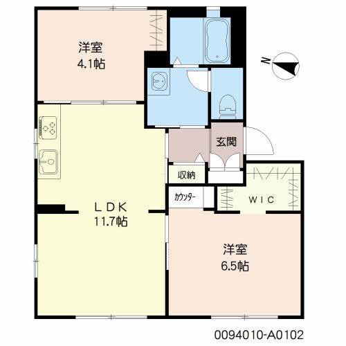 グリーンヒルズ美しが丘(2LDK/1階)の間取り写真