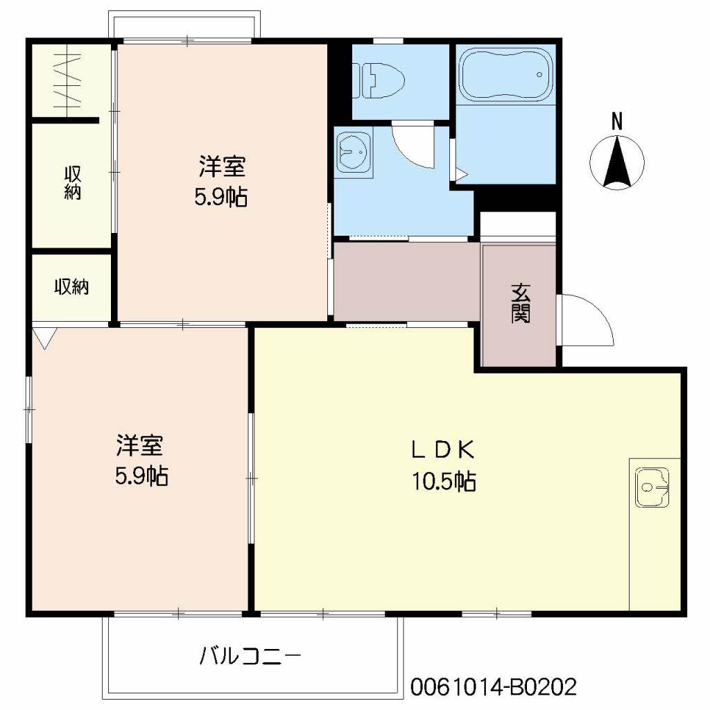 サンフラッツB(2LDK/2階)の間取り写真