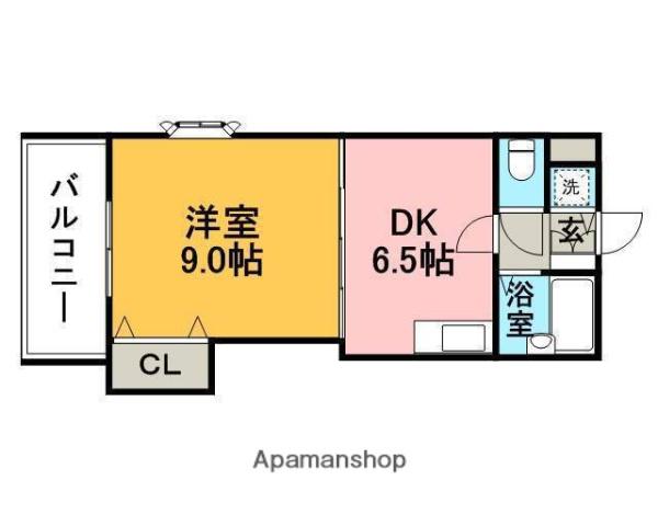 ツインズ旭A棟(1DK/3階)の間取り写真
