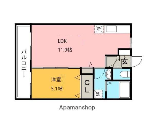 パークマンション旭駅前1(1LDK/1階)の間取り写真