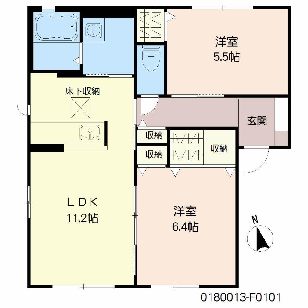 レシデンシア小森野F(2LDK/1階)の間取り写真