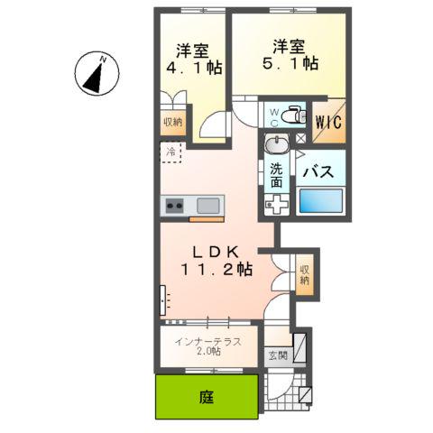 INDIGOBLUE(2LDK/1階)の間取り写真