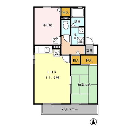 ルポ・ロジェマンC(2LDK/2階)の間取り写真