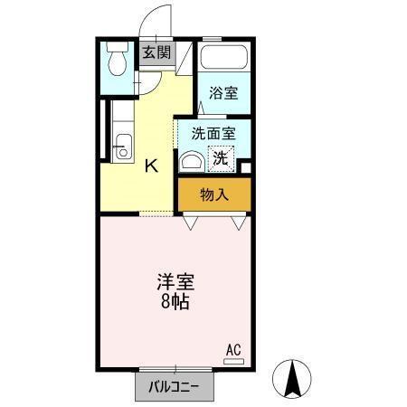 ロイヤルパーク蔵上(1K/1階)の間取り写真