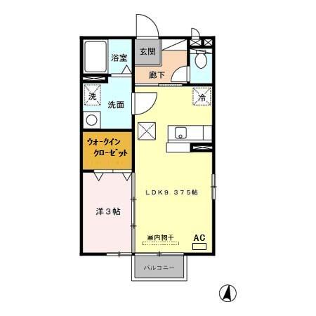 エレゼタウンⅡ(1LDK/1階)の間取り写真