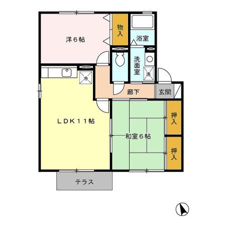 メゾンパークスⅡ(2LDK/1階)の間取り写真