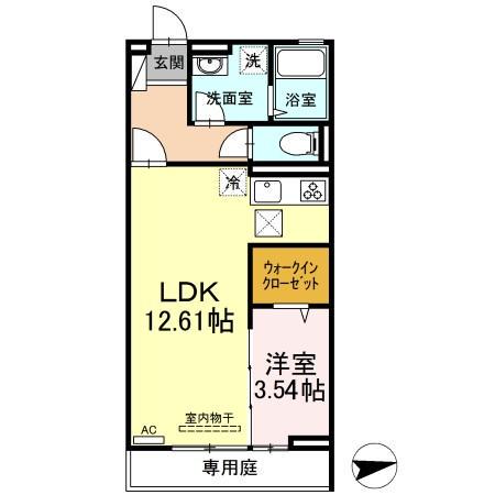 フェリシア・ロゼ(1LDK/1階)の間取り写真