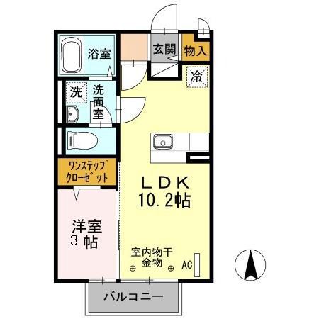 グランベリーK(1LDK/2階)の間取り写真