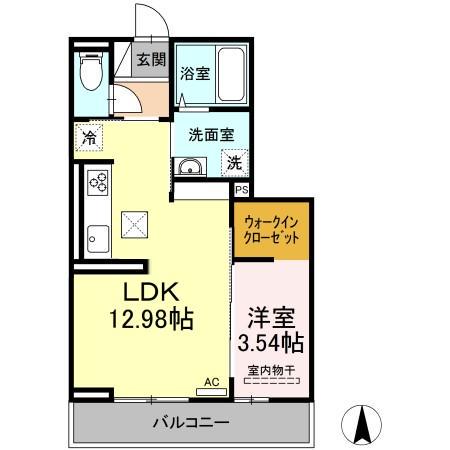 グレイスペアランス(1LDK/3階)の間取り写真