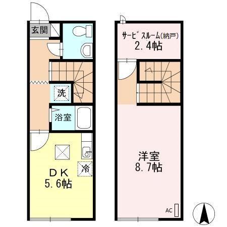 スプリングガーデン B(1DK/1階)の間取り写真