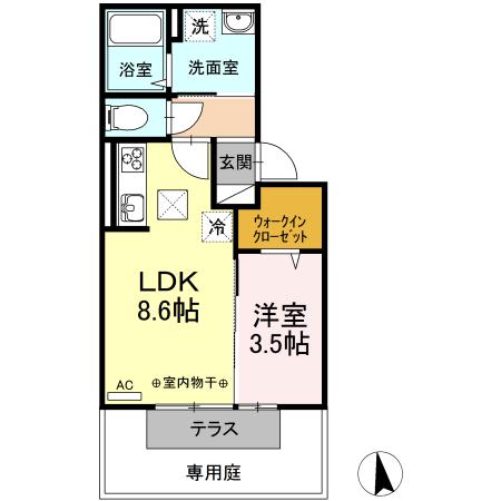 カタルパトモダ(1LDK/1階)の間取り写真