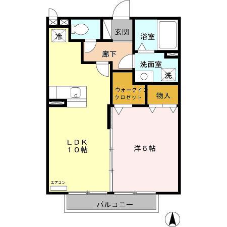 サンライズII番館(1LDK/2階)の間取り写真