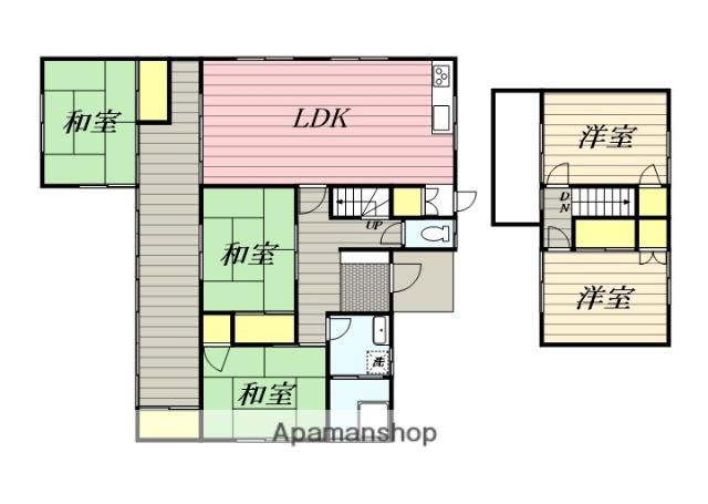 西鉄天神大牟田線 端間駅 徒歩10分 2階建 築49年(5LDK)の間取り写真