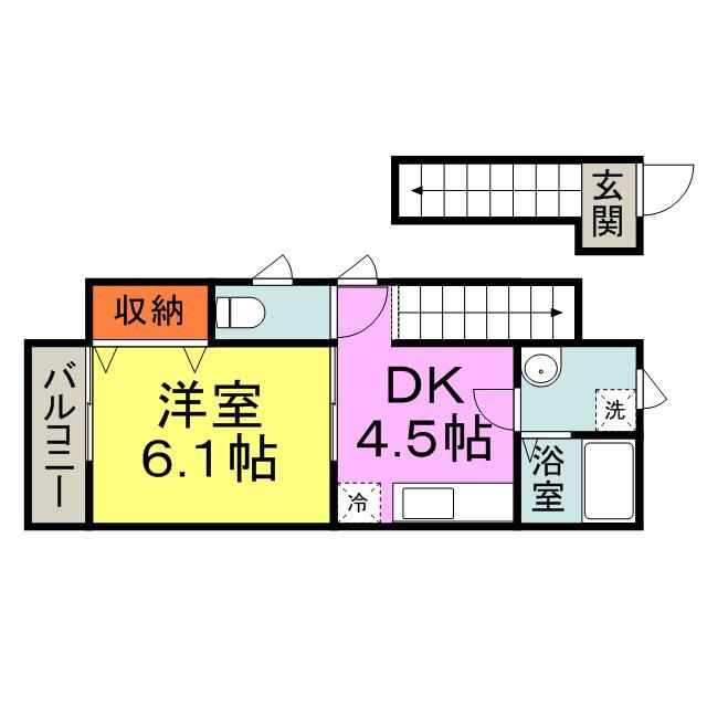 グリーンビラII(1DK/2階)の間取り写真