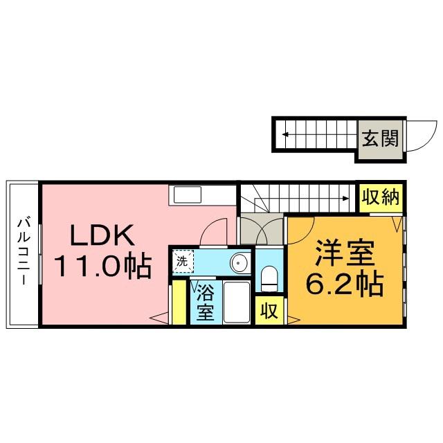 グリーンビラI(1LDK/2階)の間取り写真