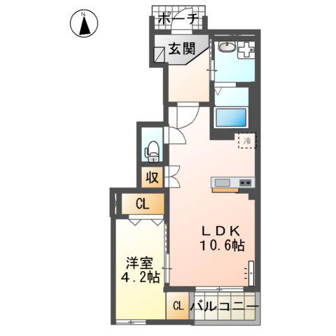 ヨネズホーム(1LDK/1階)の間取り写真
