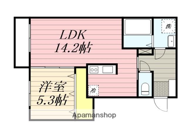 メディオリヴェール紫駅(1LDK/1階)の間取り写真
