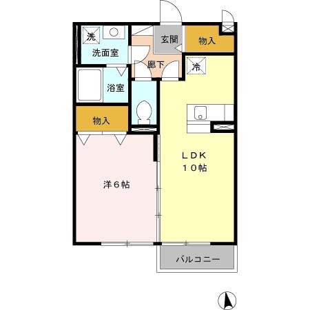 ソフィアコートII B棟(1LDK/2階)の間取り写真