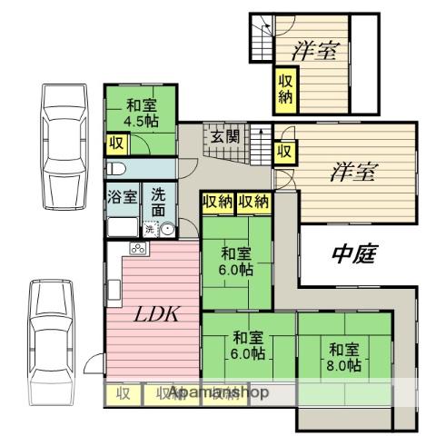 西鉄天神大牟田線 大牟田駅 徒歩56分 2階建 築58年(6LDK)の間取り写真