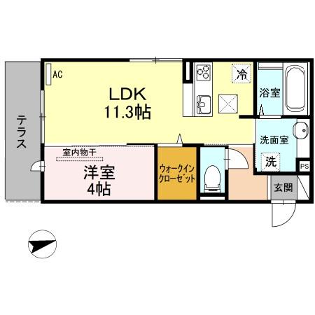 エディーハウスIII(1LDK/1階)の間取り写真