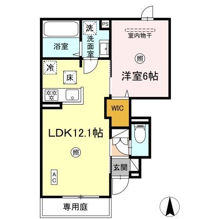 D-ROOM TK A棟(1LDK/1階)の間取り写真