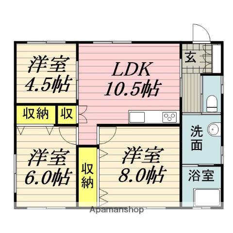 久大本線 筑後吉井駅 徒歩27分 1階建 築9年(3LDK)の間取り写真