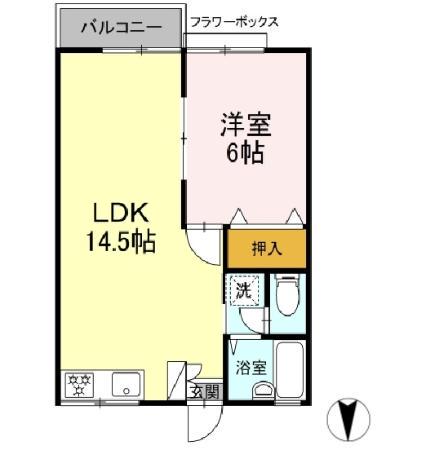 Mコーポ(1LDK/2階)の間取り写真