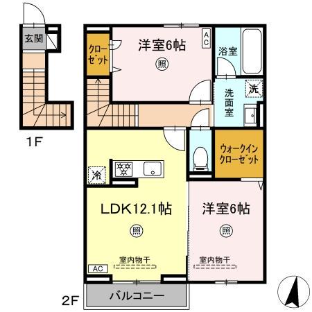 グラン・ルーチェ(2LDK/2階)の間取り写真