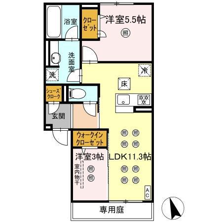 NEW LIFE大保(2LDK/1階)の間取り写真